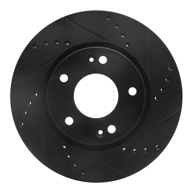 Hyundai Santa Fe Brake Rotor (1) - Front Right - R1 Concepts - Drilled & Slotted - Black - `01-`05